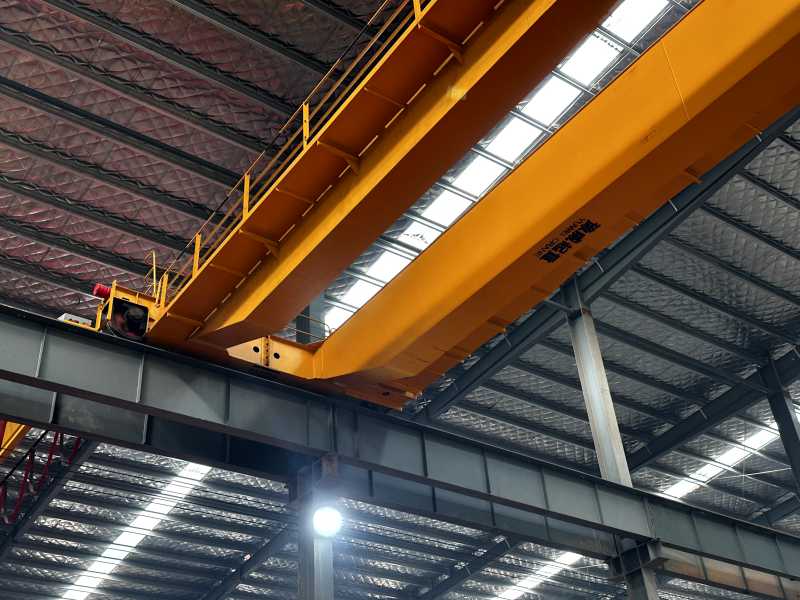 Close-up view of 5 ton double girder overhead crane main beam and structural design