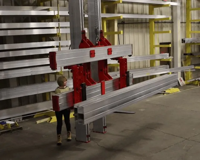 Stacker crane application in warehouse setting